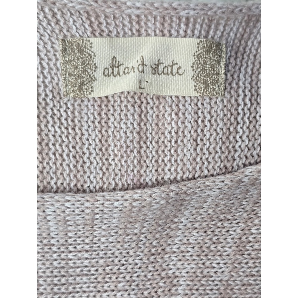 Altar'd State Pink Daisy Floral Cropped Sweater Size Large 100% Cotton Boho Knit - Picture 6 of 10